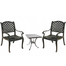 3 Piece Bistro Set Patio furniture cast aluminum Chairs Table Dark Bronze