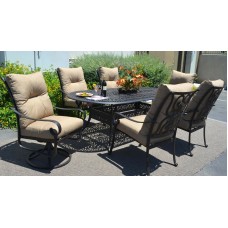 7pc patio dining set Santa Anita cast aluminum chairs Sunbrella furniture Bronze