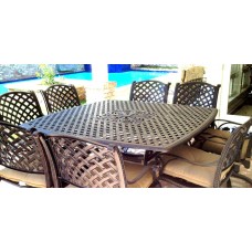 Patio dining set of 9 Cast Aluminum furniture Nassau outdoor chairs and table