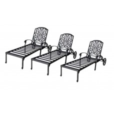 Patio lounge set 3 Adjustable Chaise Outdoor Elisabeth Cast Aluminum Bronze