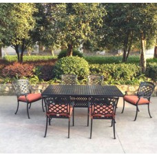 Patio dining set 7 pc 1 table 6 outdoor chairs aluminum garden lawn furniture